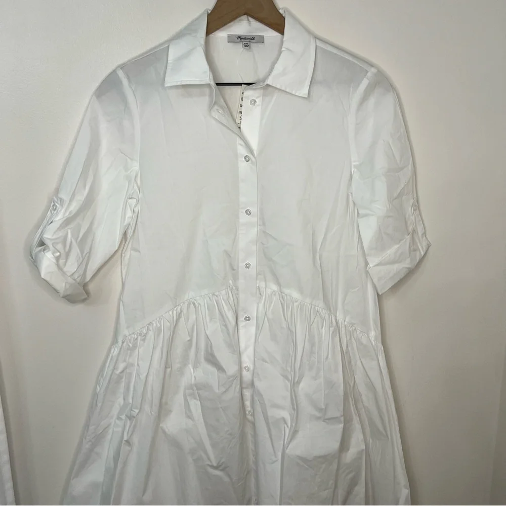 NWT Madewell Button-Front Mini Shirtdress in Poplin Women's Regular XXS Resort - Picture 5 of 11
